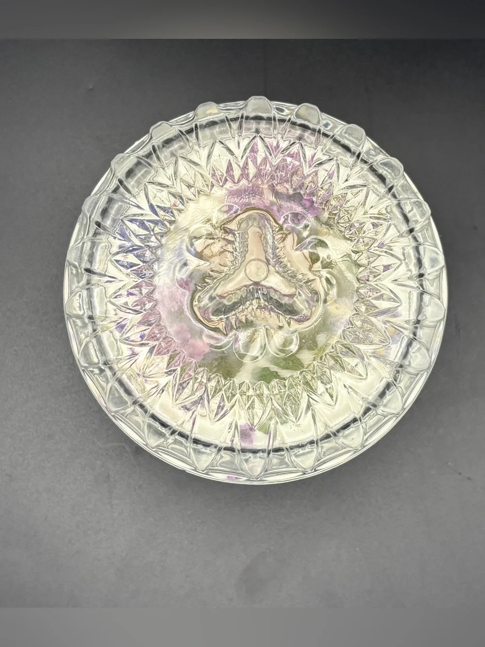 Floral Soy Candle in Pressed Glass Dish with Lid - Cream